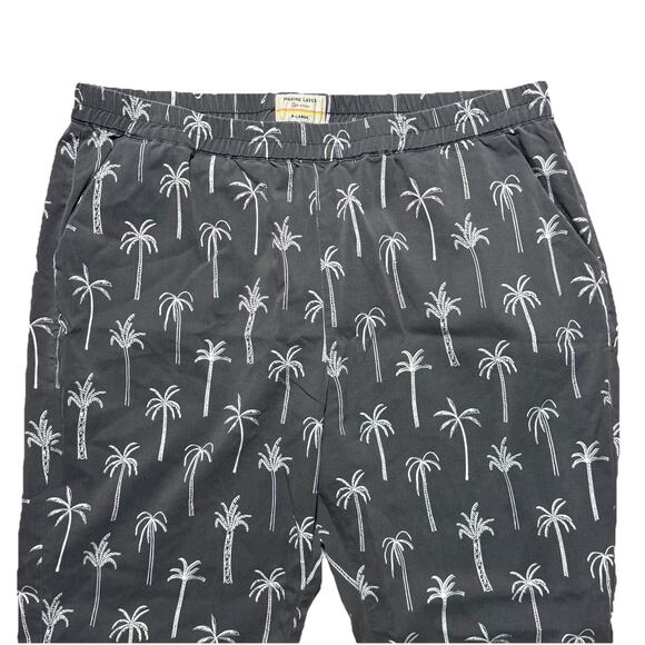 MARINE LAYER Allison Palm Print Pants Gray with White Palm Print Size XL - Picture 3 of 7